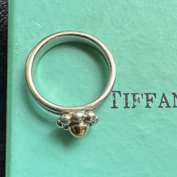 Tiffany & Co 18k Gold 925 Paloma Picasso Jolie Flower Ring Size 6.5 - Picture 9 of 10